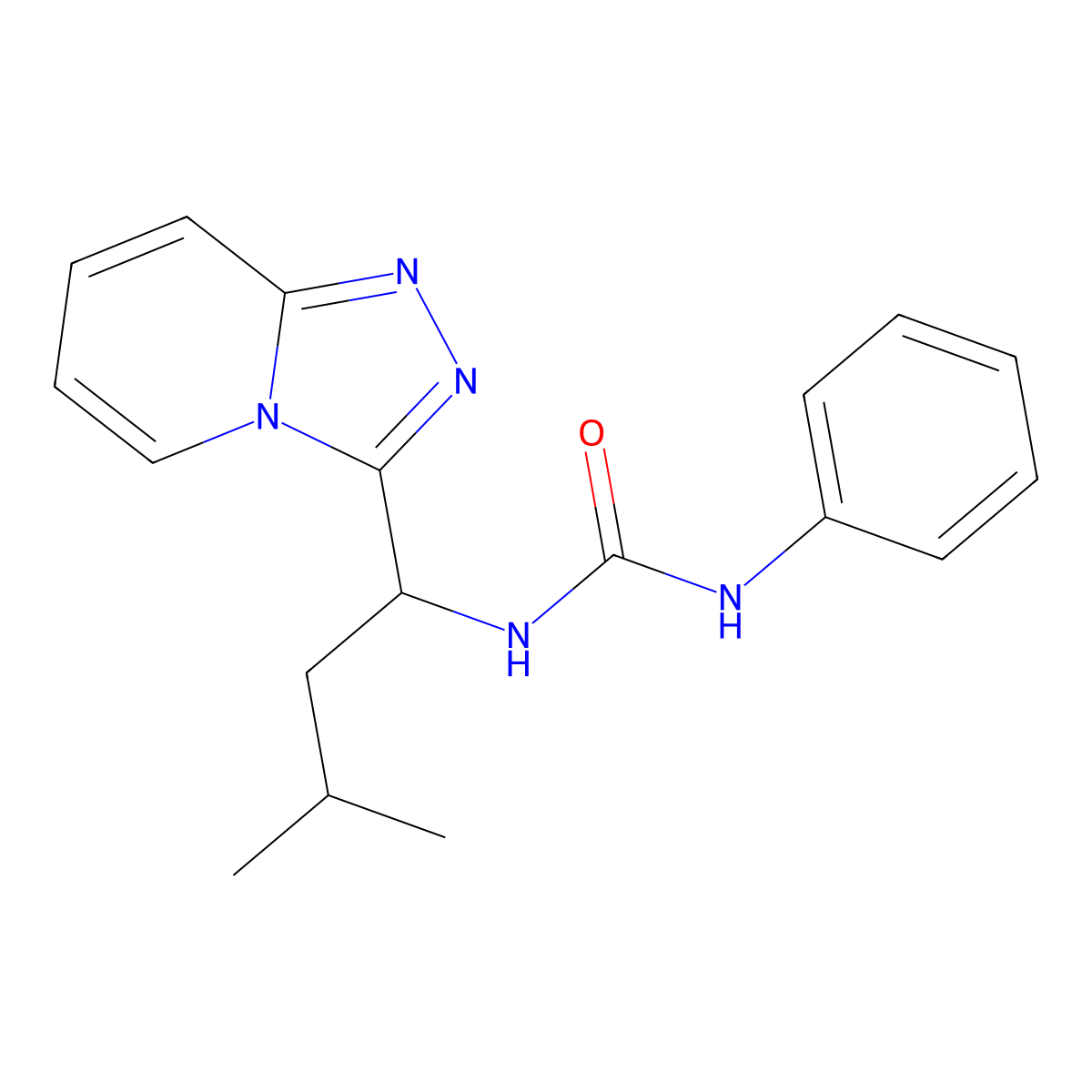 1-[3-Methyl-1-([1,2,4]triazolo[4,3-a]pyridin-3-yl)butyl]-3-phenylurea molecular structure, CAS 2108830-48-2