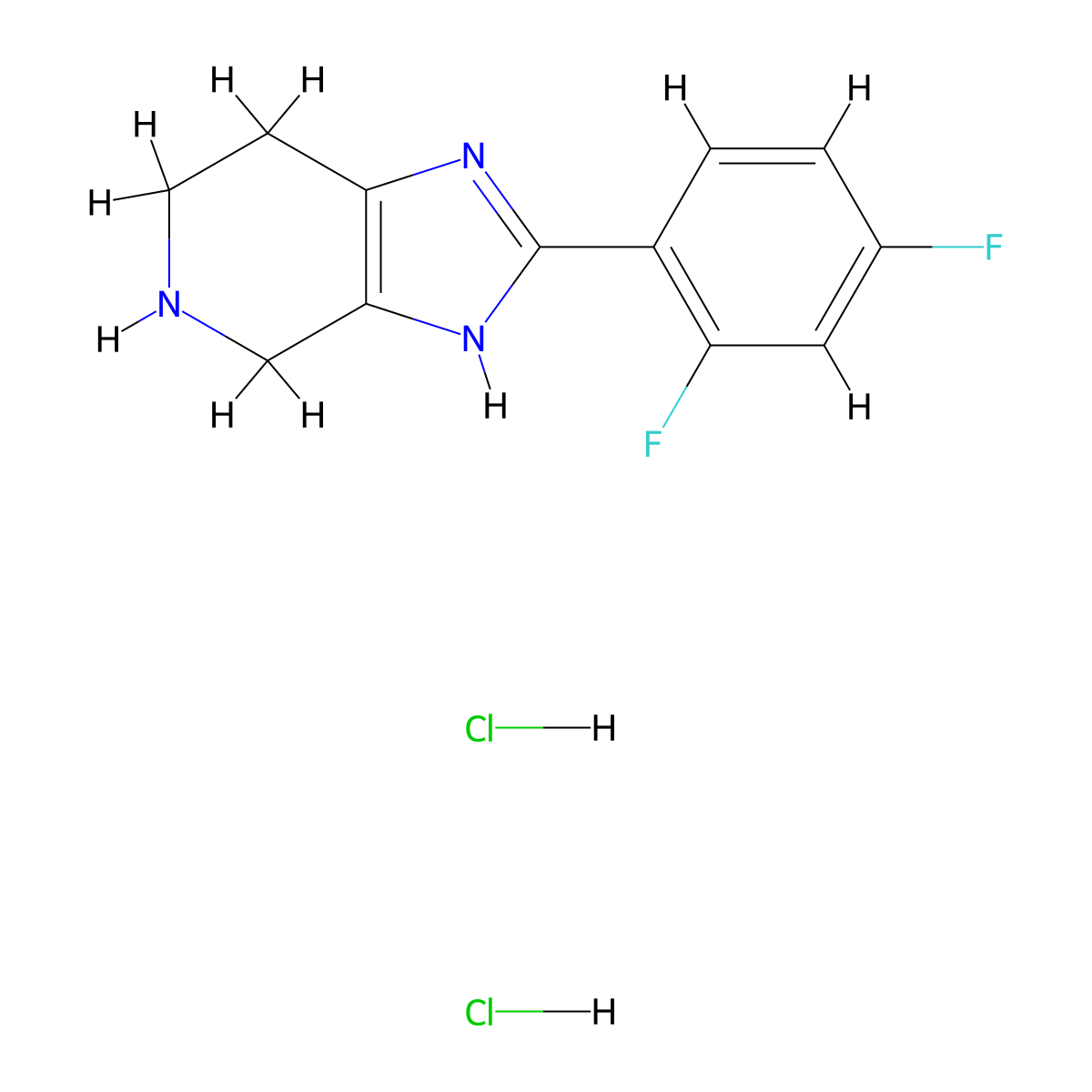 2-(2,4-Difluorophenyl)-4,5,6,7-tetrahydro-1H-imidazo[4,5-c]pyridine dihydrochloride molecular structure, CAS 2108830-62-0
