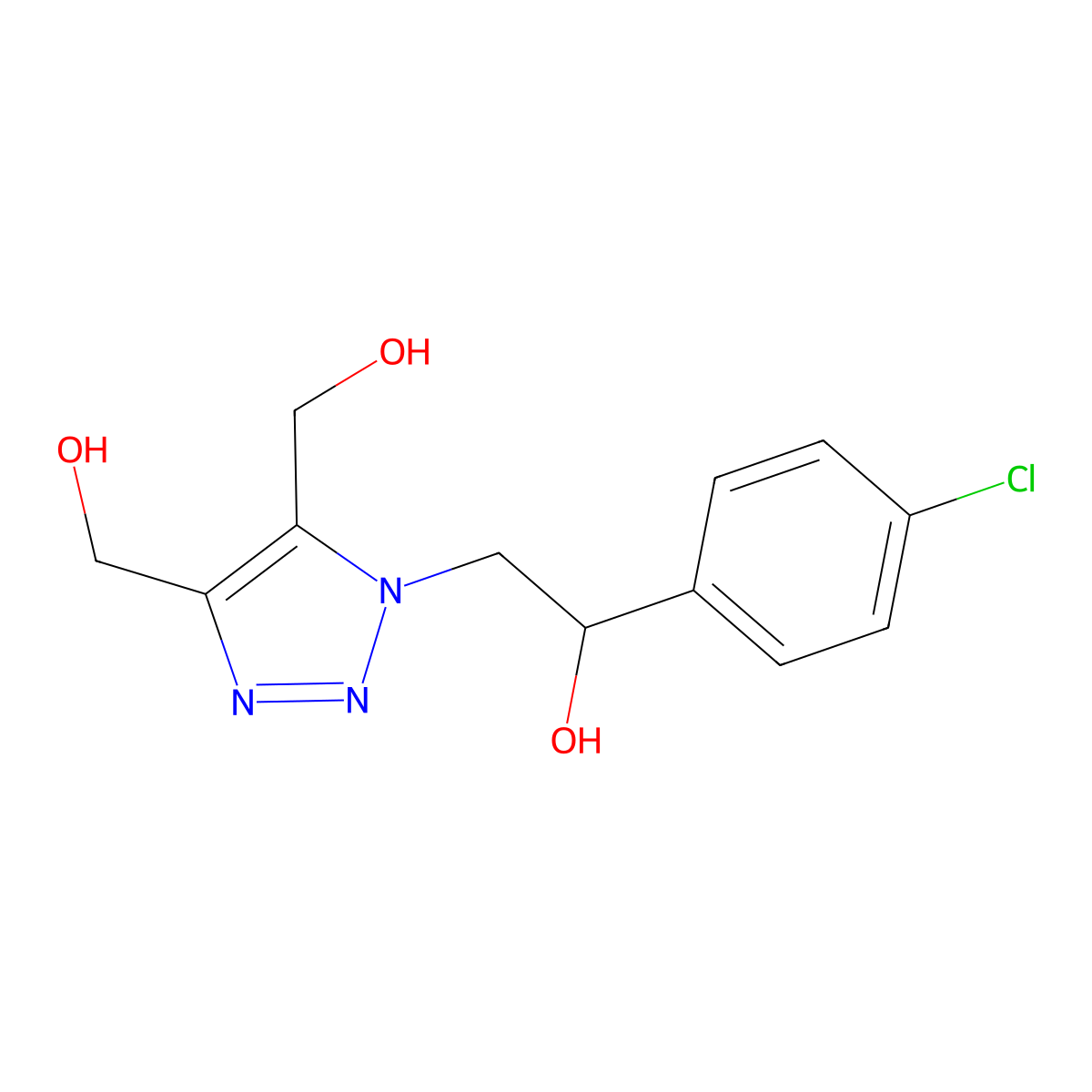 2-[4,5-bis(hydroxymethyl)-1H-1,2,3-triazol-1-yl]-1-(4-chlorophenyl)ethanol molecular structure, CAS 2108830-82-4