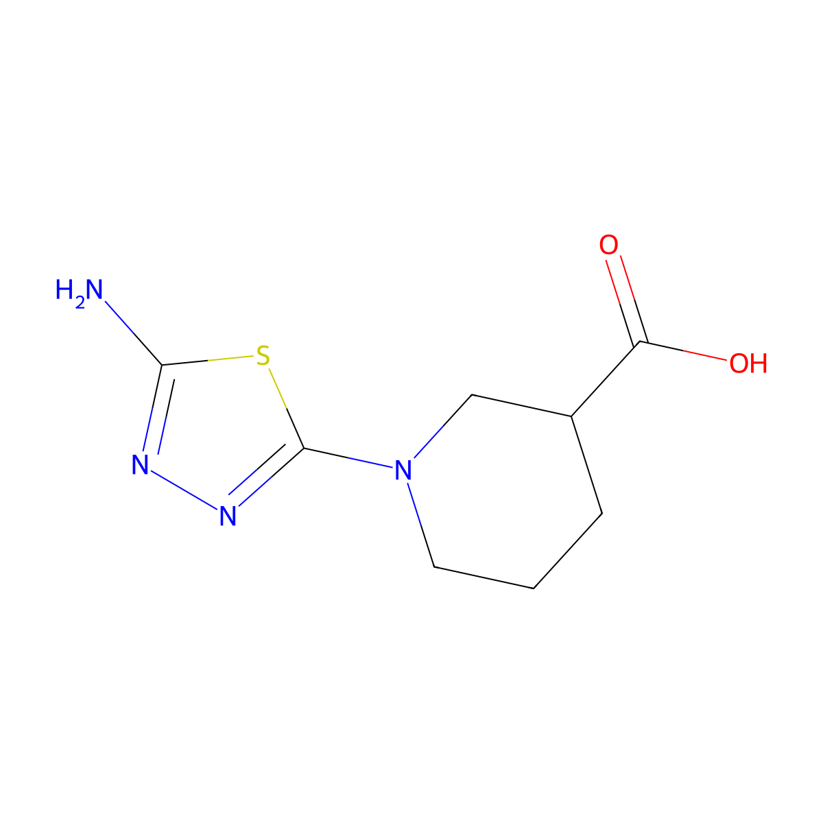 1-(5-Amino-1,3,4-thiadiazol-2-yl)piperidine-3-carboxylic acid molecular structure, CAS 2108830-91-5