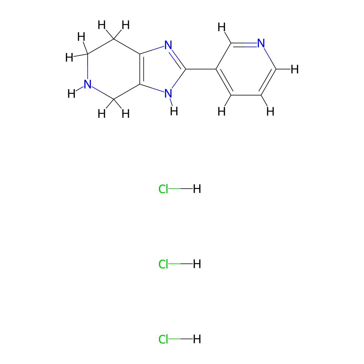 2-Pyridin-3-yl-4,5,6,7-tetrahydro-1h-imidazo[4,5-c]pyridine trihydrochloride molecular structure, CAS 2108834-43-9