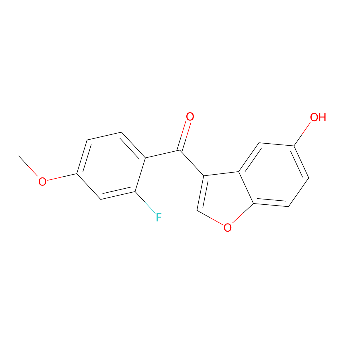 (2-Fluoro-4-methoxyphenyl)(5-hydroxy-1-benzofuran-3-yl)methanone molecular structure, CAS 2108836-36-6