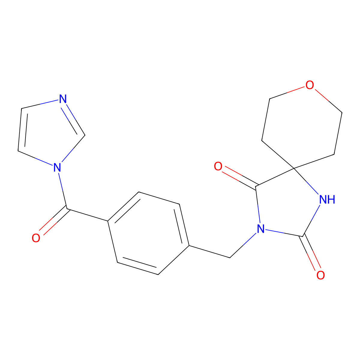 3-[4-(1H-Imidazol-1-ylcarbonyl)benzyl]-8-oxa-1,3-diazaspiro[4.5]decane-2,4-dione molecular structure, CAS 2108836-48-0