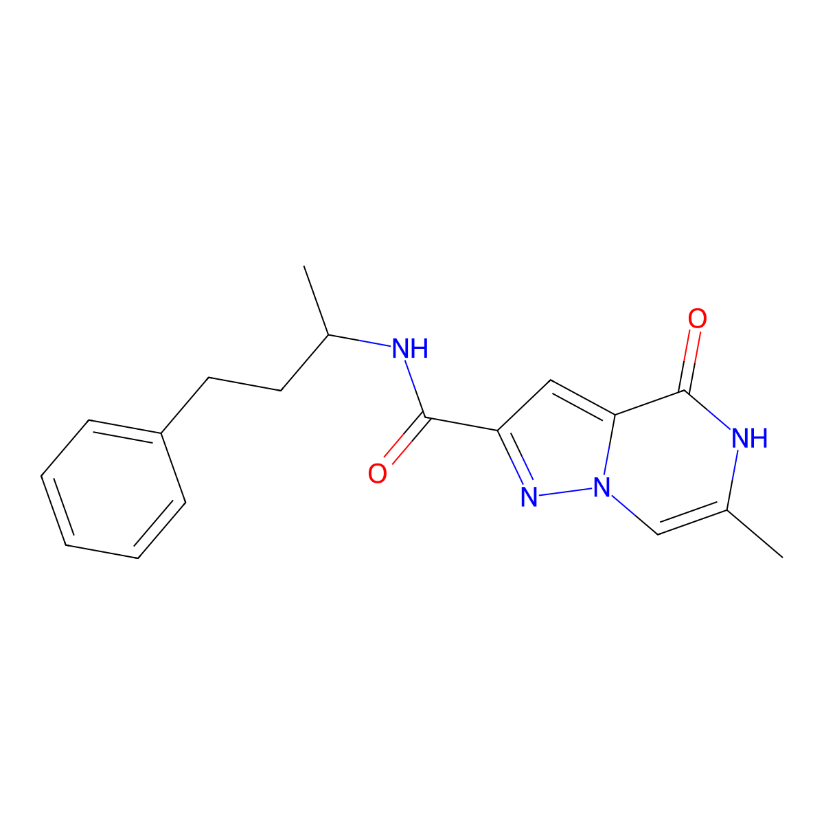 6-methyl-N-(1-methyl-3-phenylpropyl)-4-oxo-4,5-dihydropyrazolo[1,5-a]pyrazine-2-carboxamide molecular structure, CAS 2108839-44-5