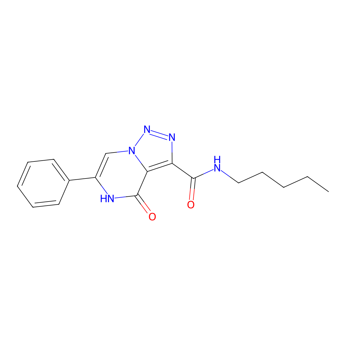 4-oxo-N-pentyl-6-phenyl-4,5-dihydro[1,2,3]triazolo[1,5-a]pyrazine-3-carboxamide molecular structure, CAS 2108839-54-7
