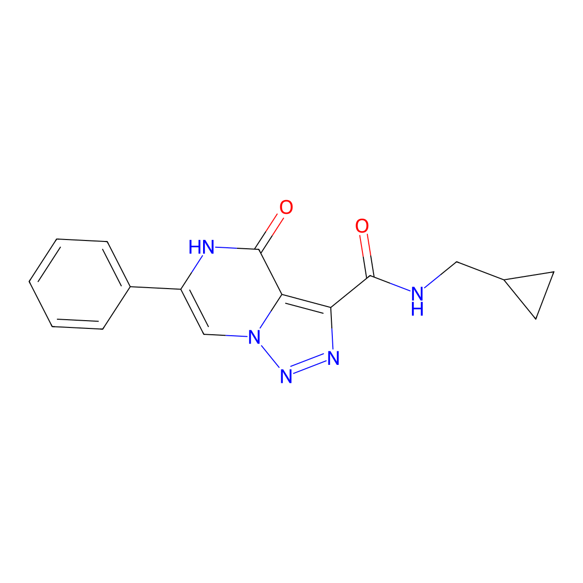 N-(cyclopropylmethyl)-4-oxo-6-phenyl-4,5-dihydro[1,2,3]triazolo[1,5-a]pyrazine-3-carboxamide molecular structure, CAS 2108839-62-7
