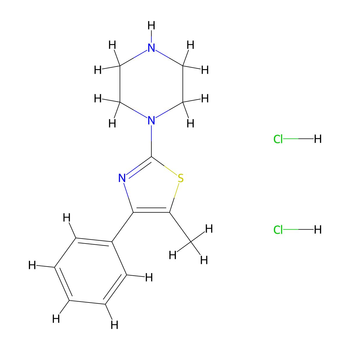 1-(5-Methyl-4-phenyl-1,3-thiazol-2-yl)piperazine dihydrochloride molecular structure, CAS 2108840-55-5