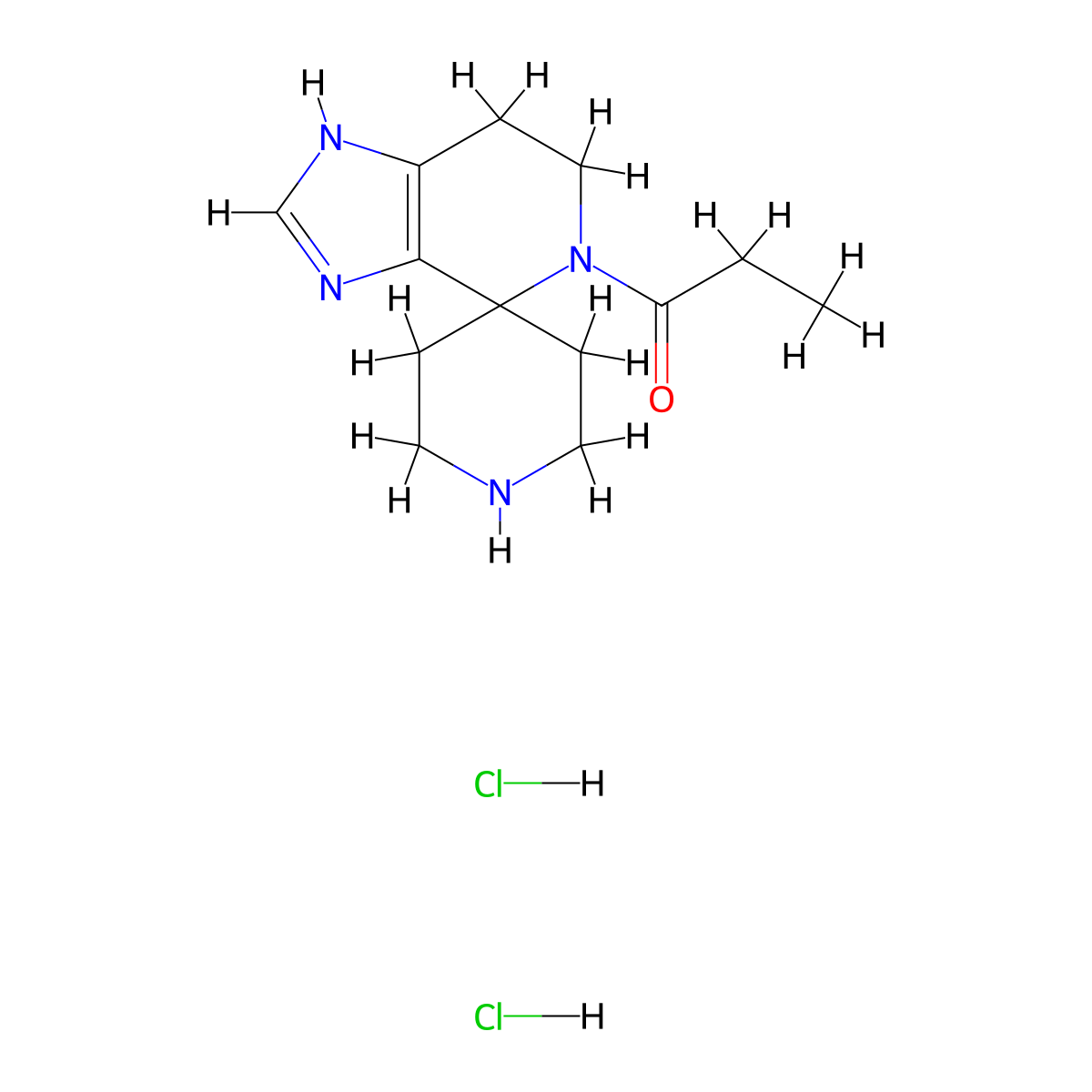 5-Propionyl-1,5,6,7-tetrahydrospiro[imidazo[4,5-c]pyridine-4,4'-piperidine] dihydrochloride molecular structure, CAS 2108840-64-6