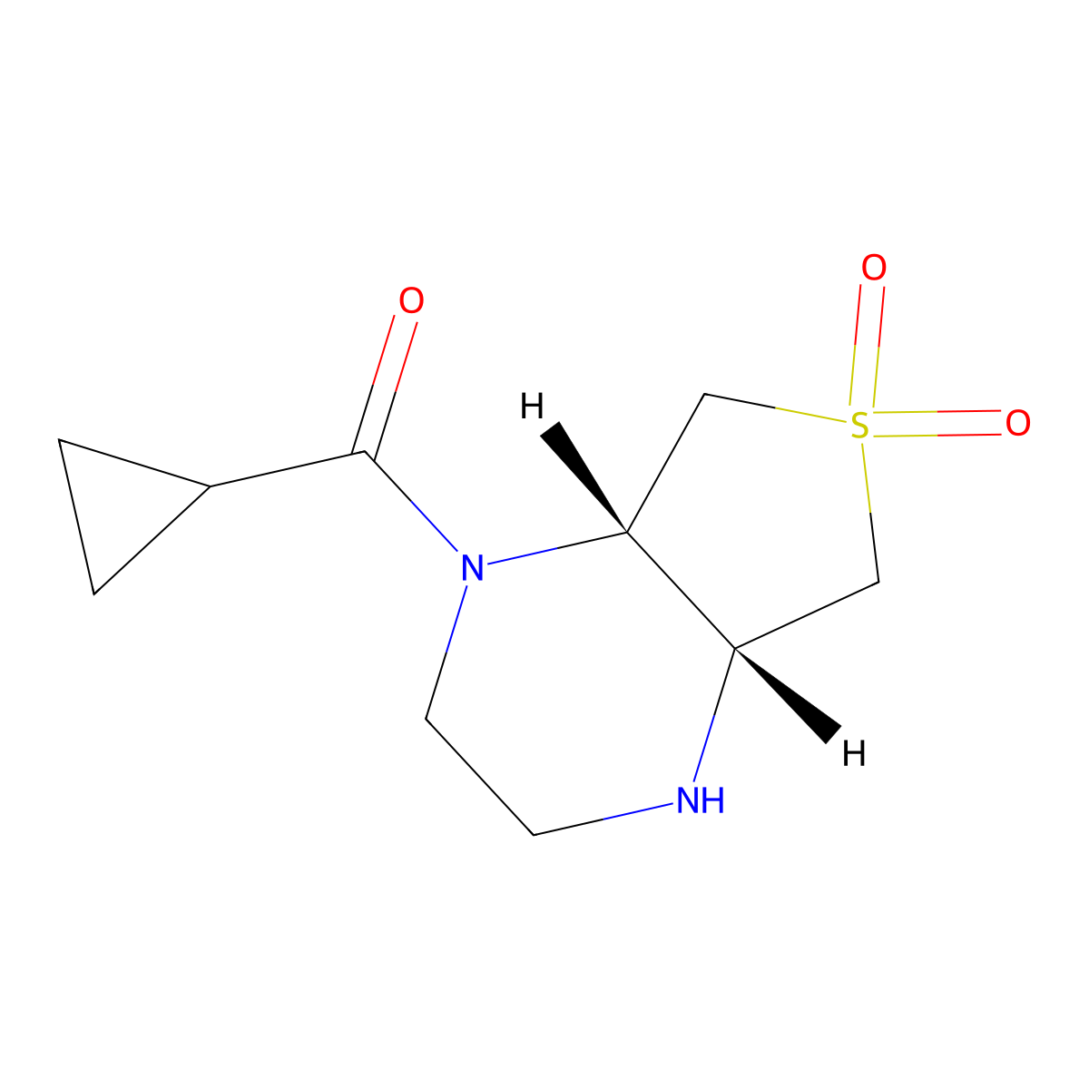 rac-(4aR,7aS)-1-cyclopropanecarbonyl-octahydro-6lambda6-thieno[3,4-b]pyrazine-6,6-dione molecular structure, CAS 2108840-93-1