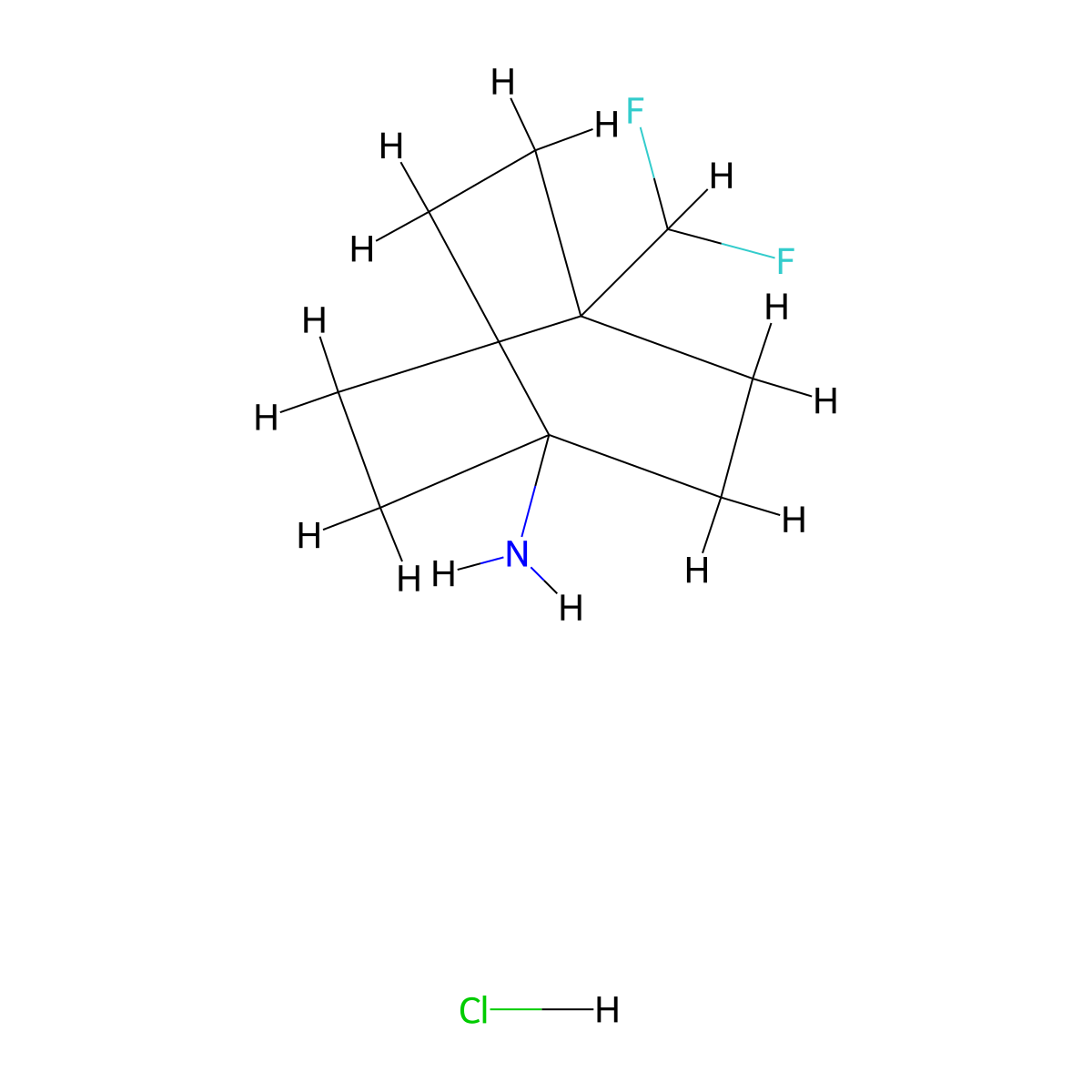 4-(Difluoromethyl)bicyclo(2.2.2)octan-1-amine hydrochloride molecular structure, CAS 2108847-62-5