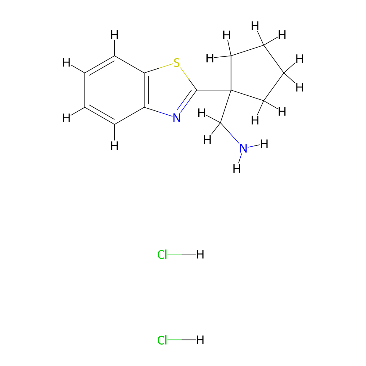 {[1-(1,3-Benzothiazol-2-yl)cyclopentyl]methyl}amine dihydrochloride molecular structure, CAS 2108847-99-8