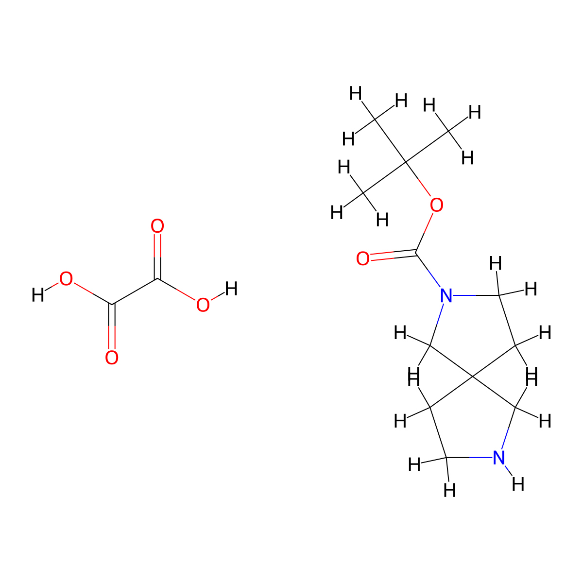 Tert-butyl 2,7-diazaspiro[4.4]nonane-2-carboxylate oxalate molecular structure, CAS 2108848-16-2