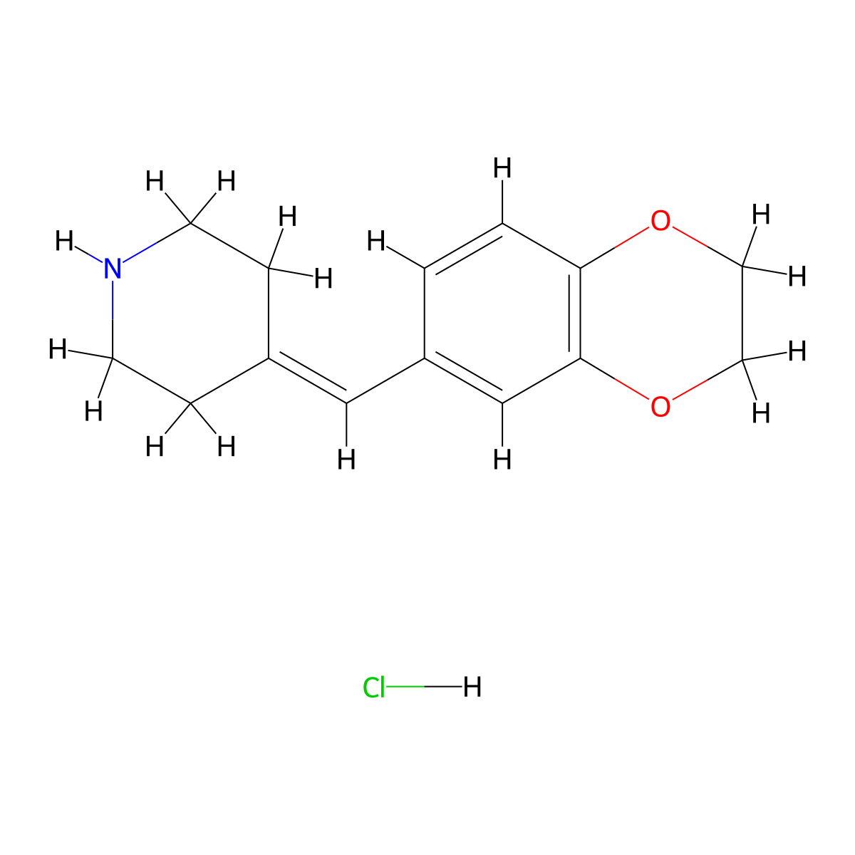 4-(2,3-Dihydro-1,4-benzodioxin-6-ylmethylidene)piperidine hydrochloride molecular structure, CAS 2108856-92-2