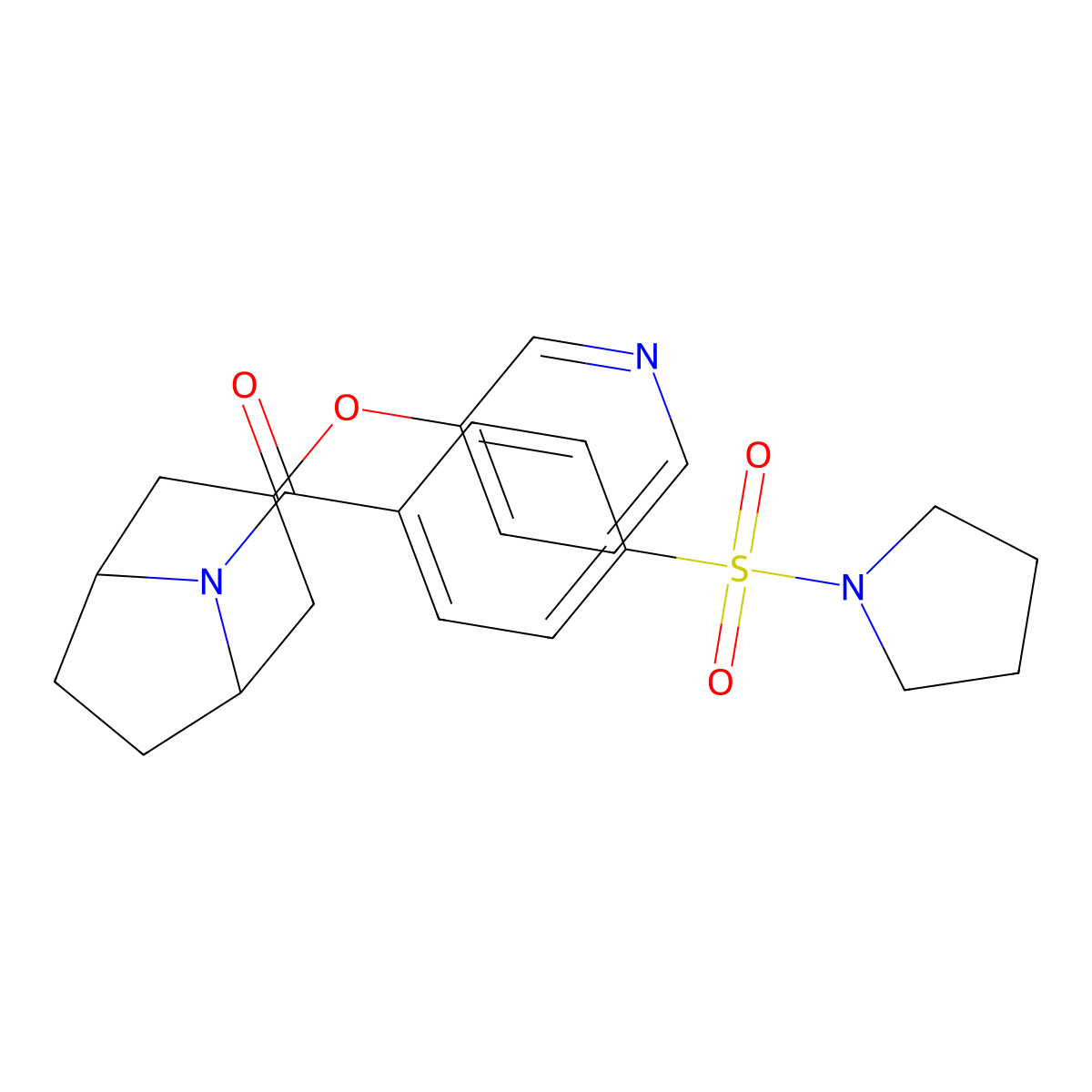 ((1R,5S)-3-(pyridin-3-yloxy)-8-azabicyclo[3.2.1]octan-8-yl)(4-(pyrrolidin-1-ylsulfonyl)phenyl)methanone molecular structure, CAS 2108860-93-9