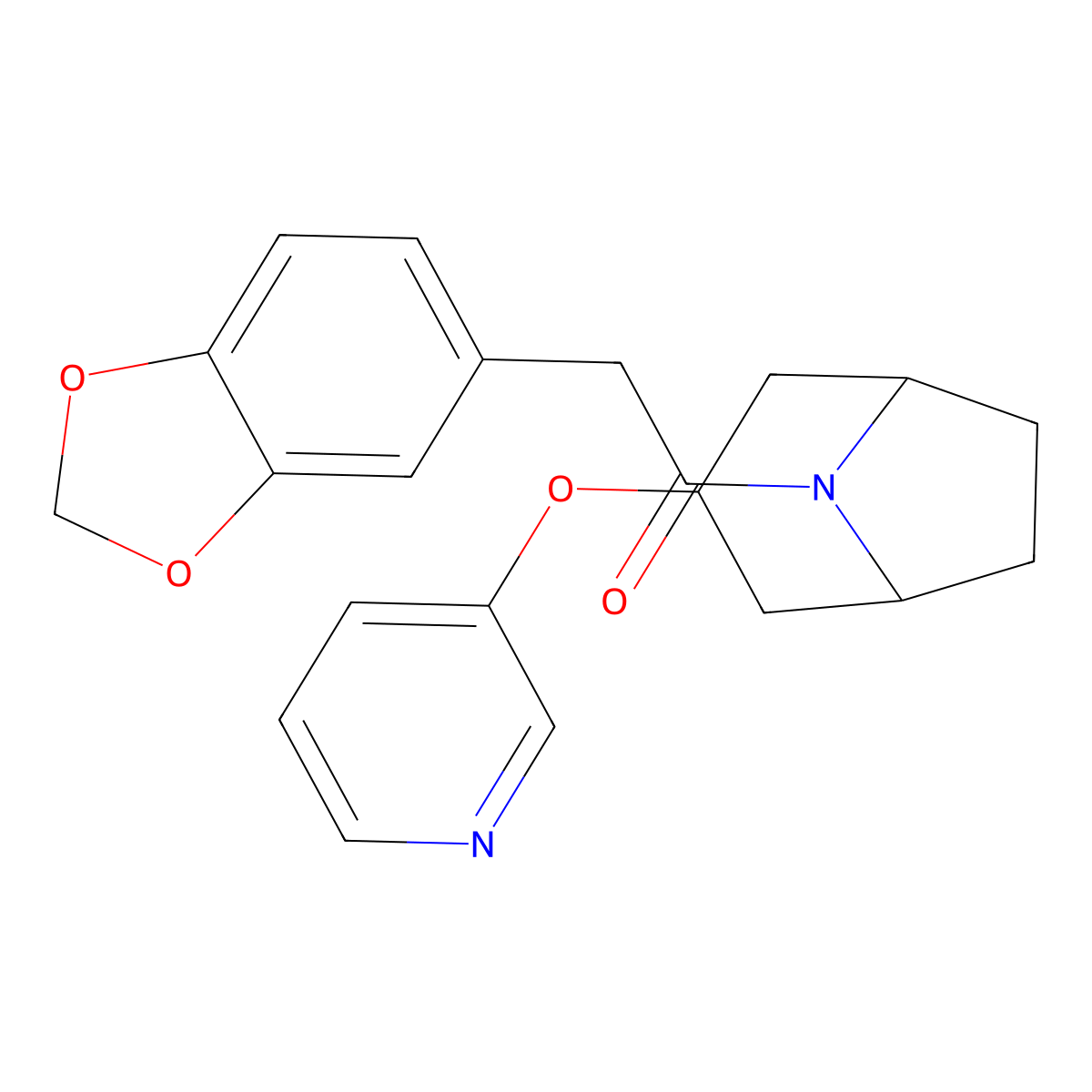 2-(benzo[d][1,3]dioxol-5-yl)-1-((1R,5S)-3-(pyridin-3-yloxy)-8-azabicyclo[3.2.1]octan-8-yl)ethanone molecular structure, CAS 2108860-99-5