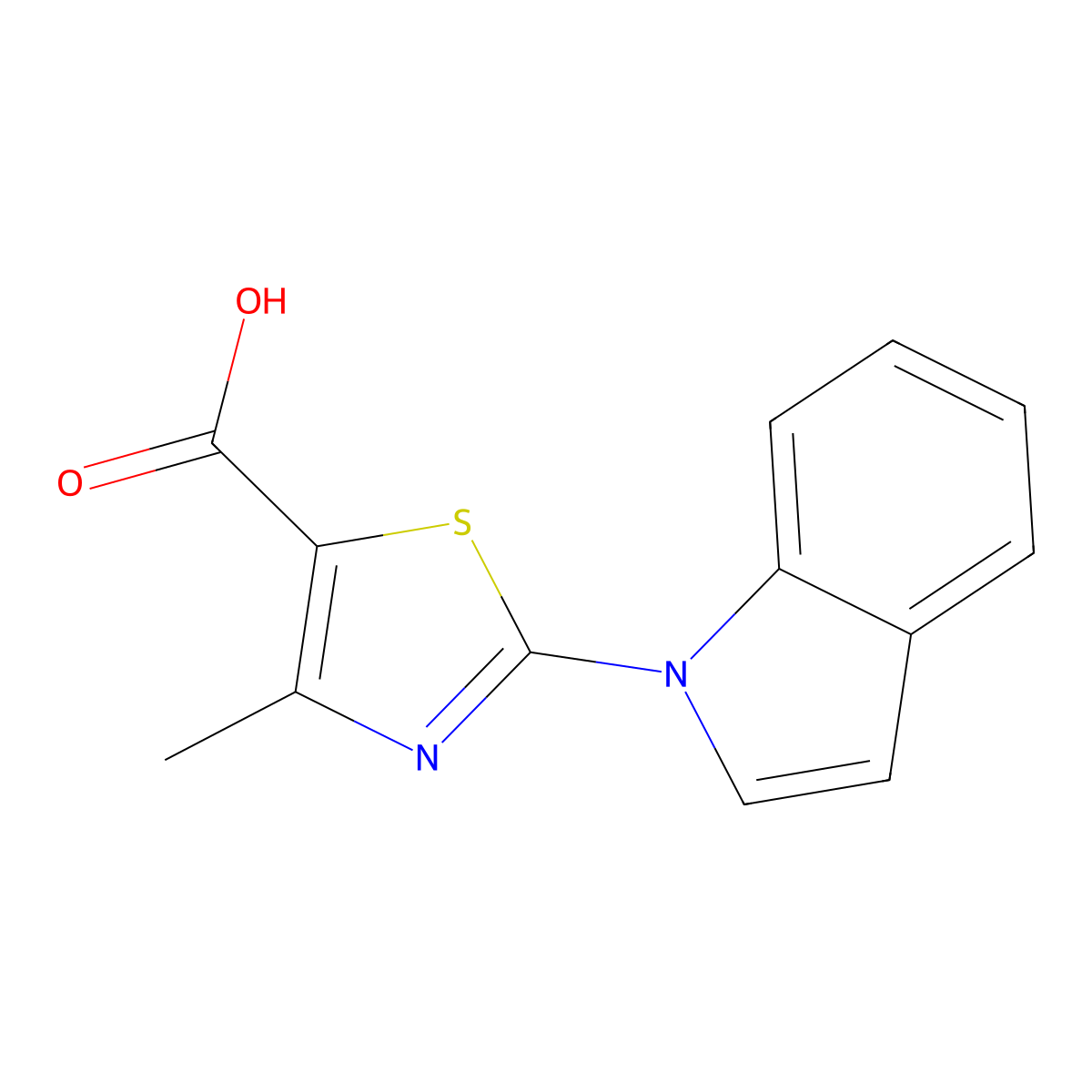 2-(1H-indol-1-yl)-4-methyl-1,3-thiazole-5-carboxylic acid molecular structure, CAS 2108870-60-4
