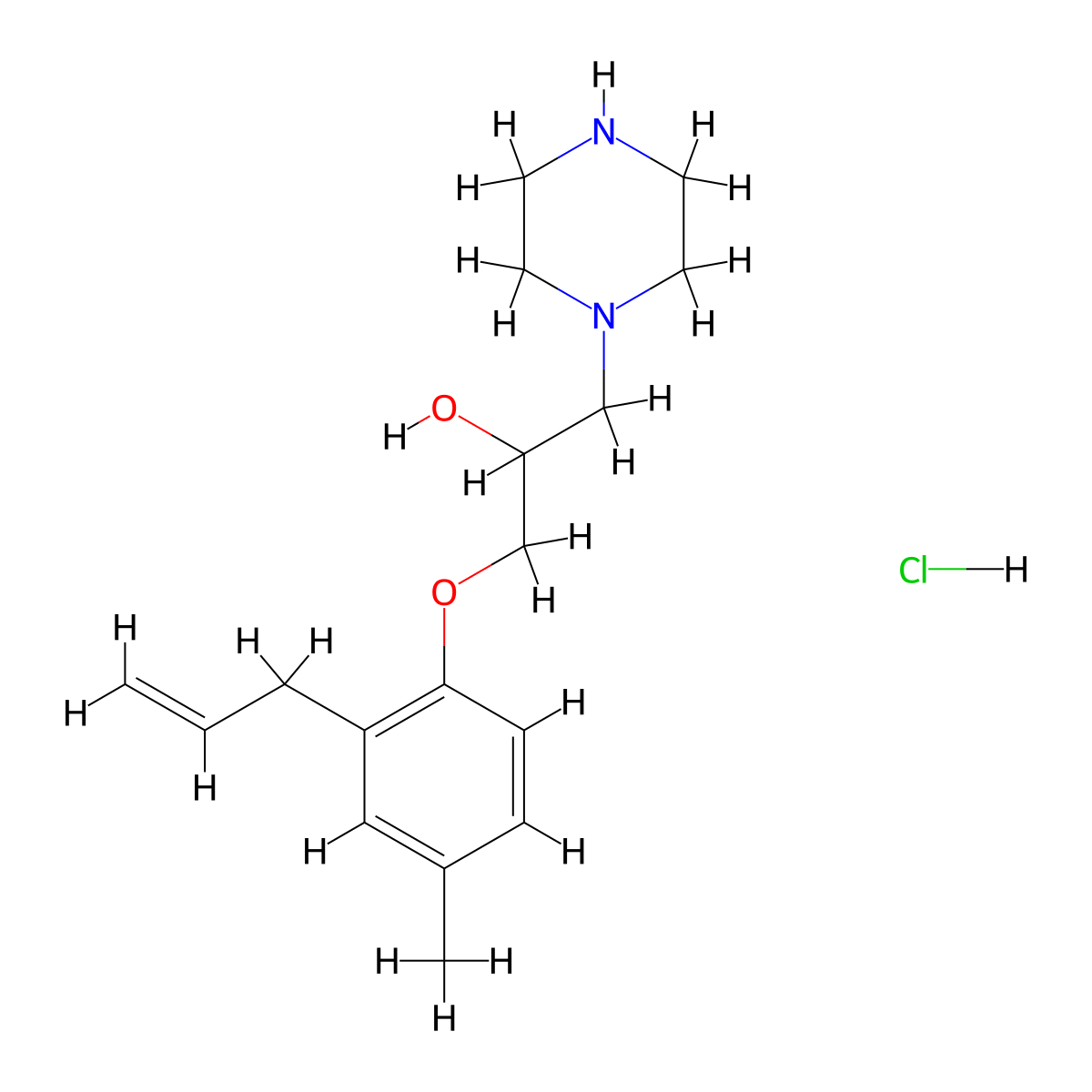 1-(2-Allyl-4-methylphenoxy)-3-piperazin-1-ylpropan-2-ol hydrochloride molecular structure, CAS 2108883-54-9