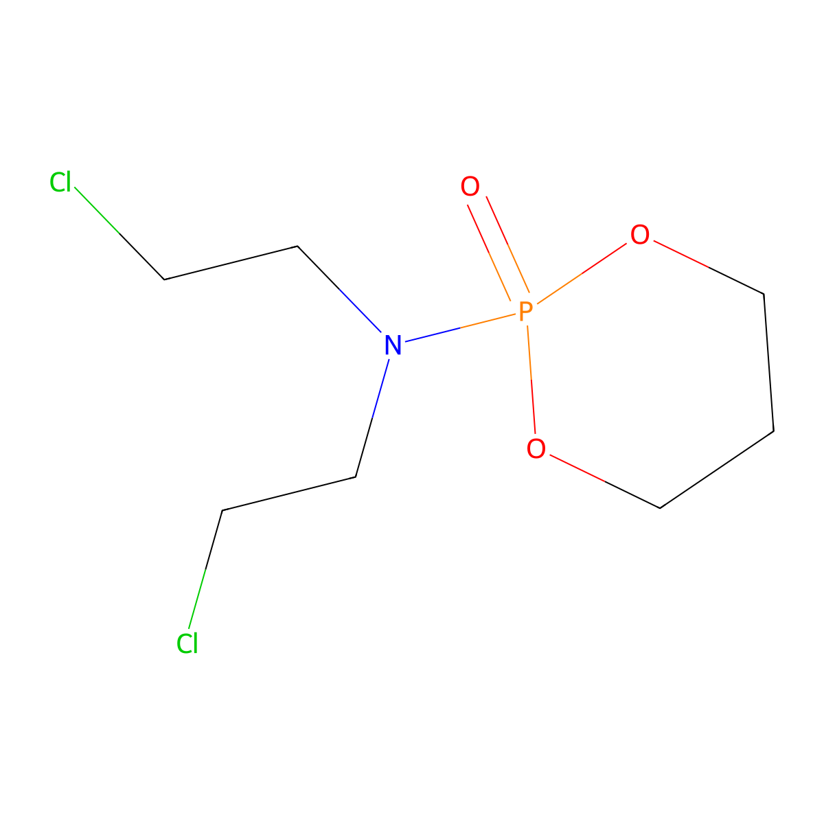 Bis(2-chloroethyl)tetrahydro-1,3,2-dioxaphosphorin-2-amine 2-oxide, N,N- molecular structure, CAS 21089-40-7