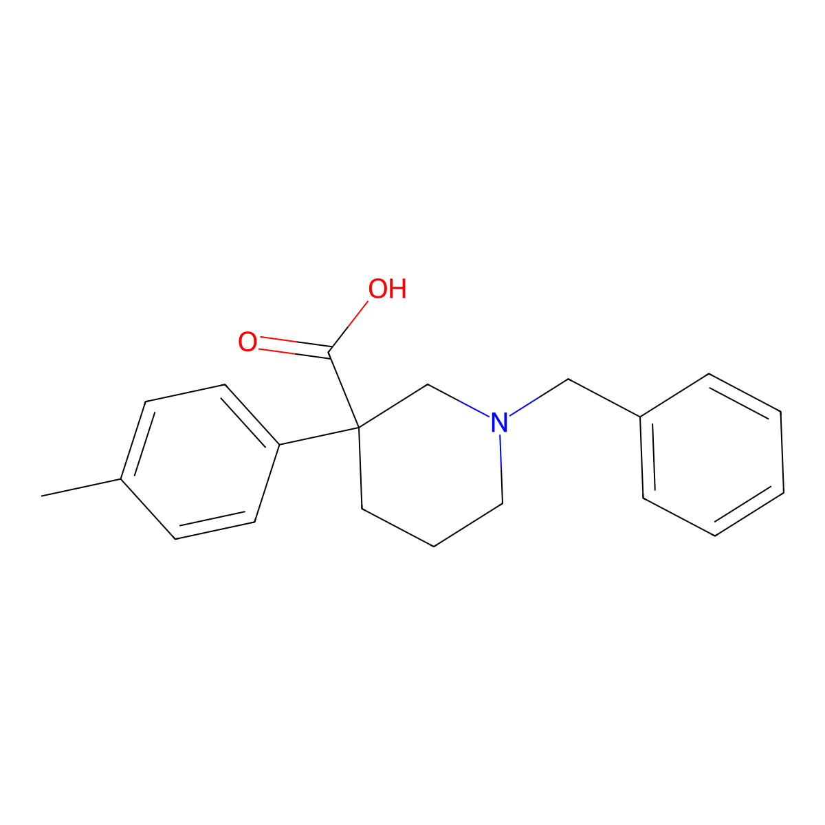 1-Benzyl-3-p-tolyl-piperadine-3-carboxylic acid molecular structure, CAS 2108902-90-3