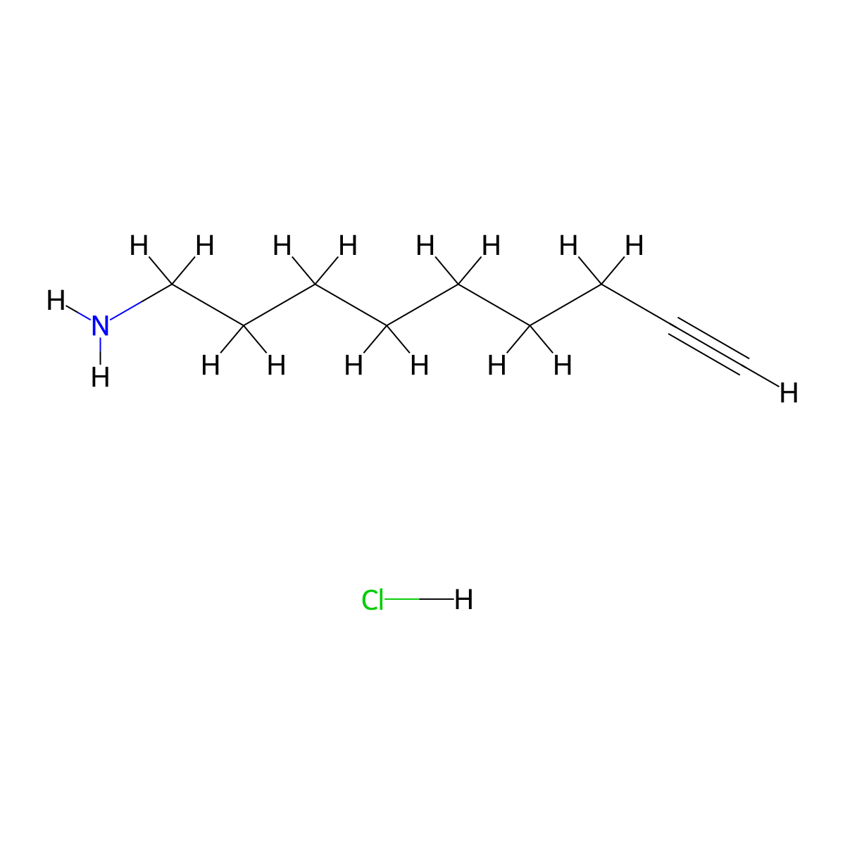 Non-8-yn-1-amine hydrochloride molecular structure, CAS 2108912-29-2