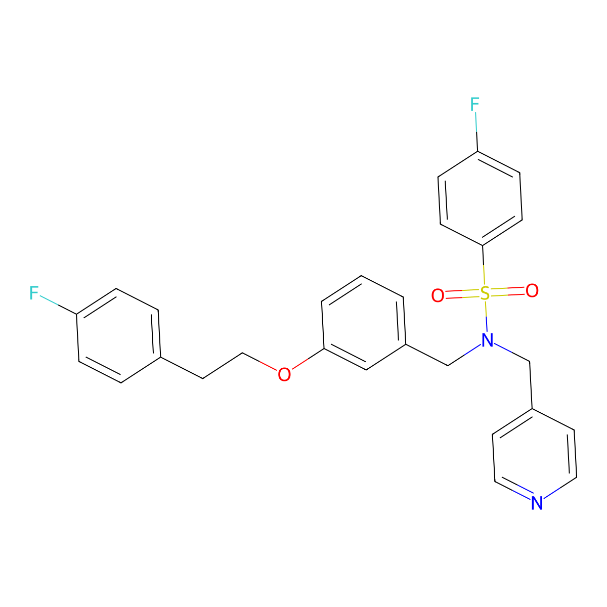 4-fluoro-N-{3-[2-(4-fluorophenyl)ethoxy]benzyl}-N-(4-pyridinylmethyl)benzenesulfonamide molecular structure, CAS 2108920-02-9