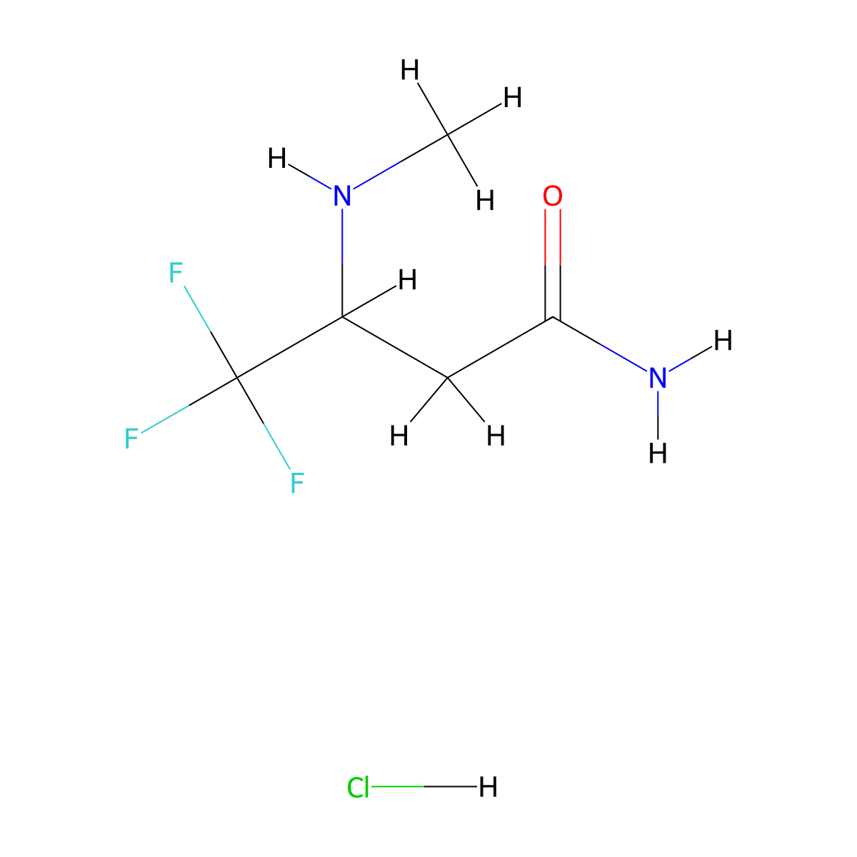 4,4,4-Trifluoro-3-(methylamino)butanamide hydrochloride molecular structure, CAS 2108927-56-4