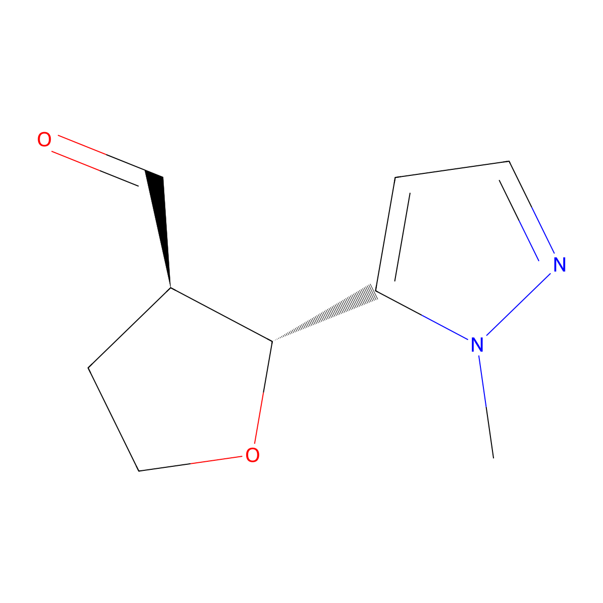 rac-(2R,3R)-2-(1-methyl-1H-pyrazol-5-yl)oxolane-3-carbaldehyde molecular structure, CAS 2108934-87-6