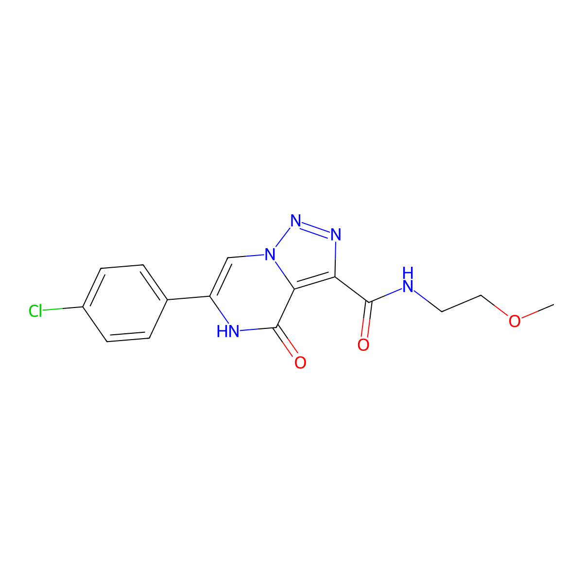 6-(4-chlorophenyl)-N-(2-methoxyethyl)-4-oxo-4,5-dihydro[1,2,3]triazolo[1,5-a]pyrazine-3-carboxamide molecular structure, CAS 2108942-01-2