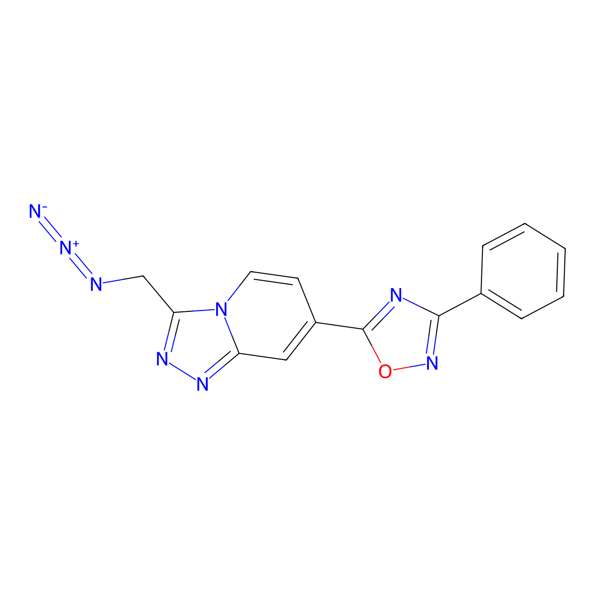 3-(Azidomethyl)-7-(3-phenyl-1,2,4-oxadiazol-5-yl)[1,2,4]triazolo[4,3-a]pyridine molecular structure, CAS 2108943-53-7