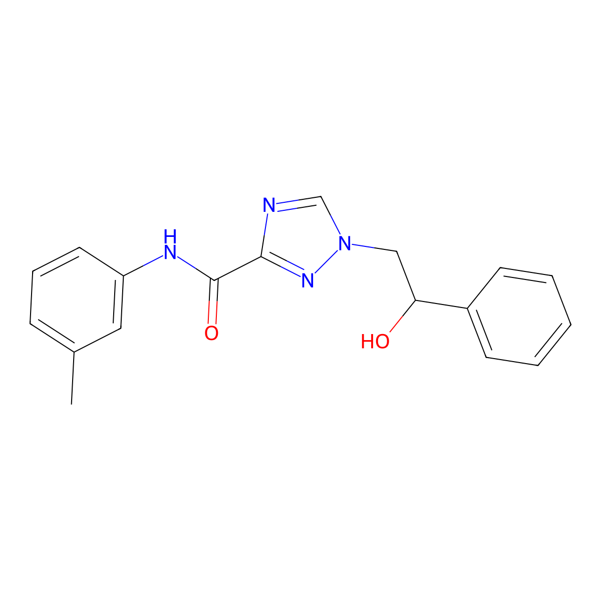 1-(2-hydroxy-2-phenylethyl)-N-(3-methylphenyl)-1H-1,2,4-triazole-3-carboxamide molecular structure, CAS 2108944-15-4