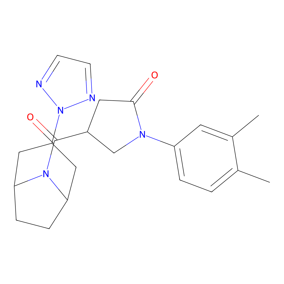 4-((1R,5S)-3-(2H-1,2,3-triazol-2-yl)-8-azabicyclo[3.2.1]octane-8-carbonyl)-1-(3,4-dimethylphenyl)pyrrolidin-2-one molecular structure, CAS 2108958-09-2
