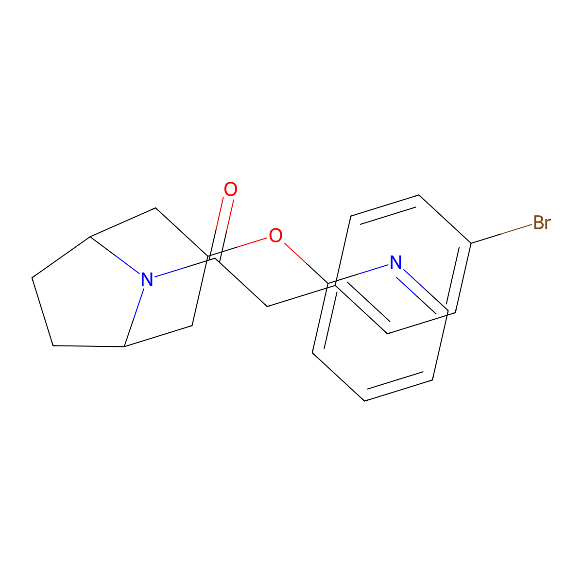2-(4-Bromophenyl)-1-[3-(pyridin-2-yloxy)-8-azabicyclo[3.2.1]octan-8-yl]ethan-1-one molecular structure, CAS 2108994-48-3