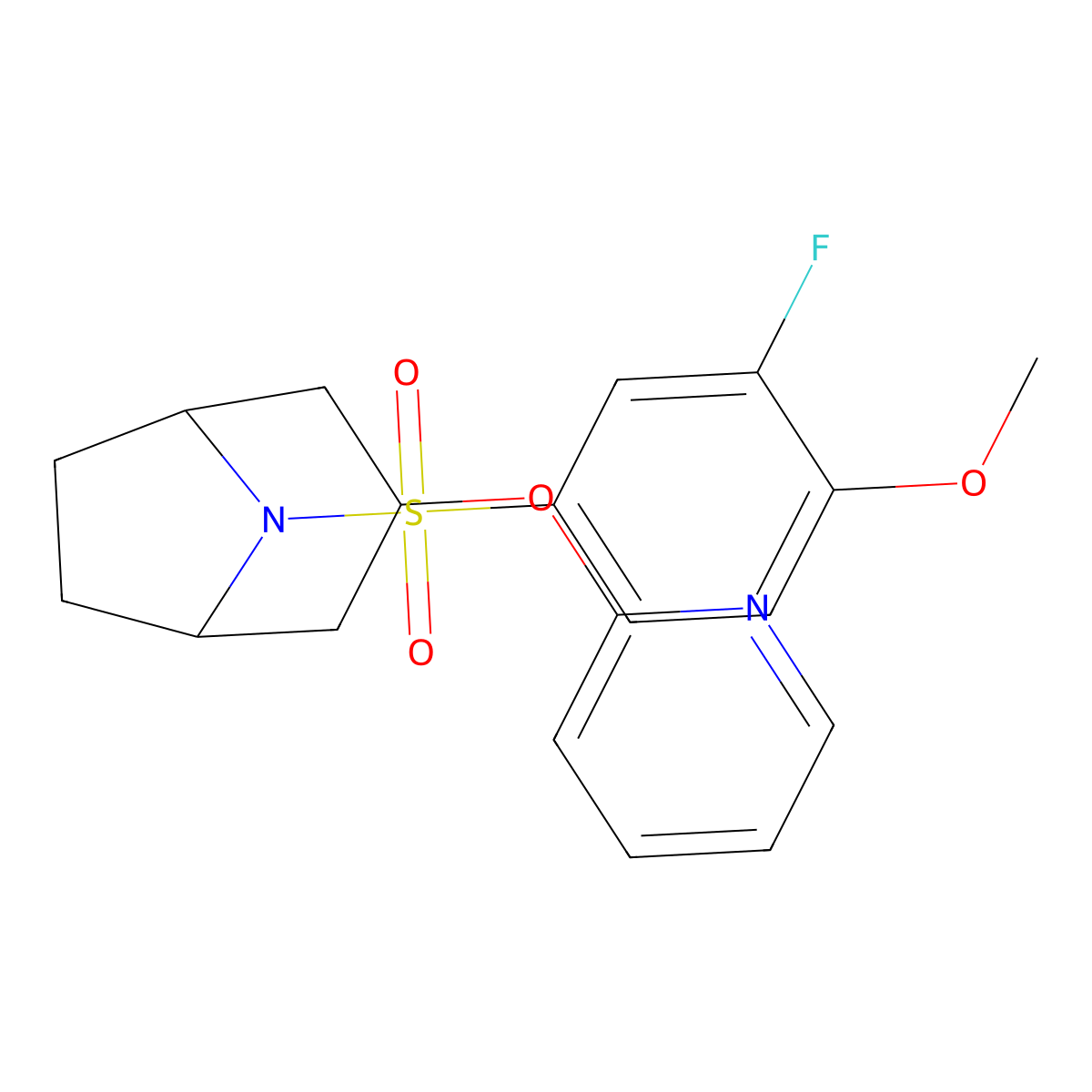 8-(3-Fluoro-4-methoxybenzenesulfonyl)-3-(pyridin-2-yloxy)-8-azabicyclo[3.2.1]octane molecular structure, CAS 2108994-78-9