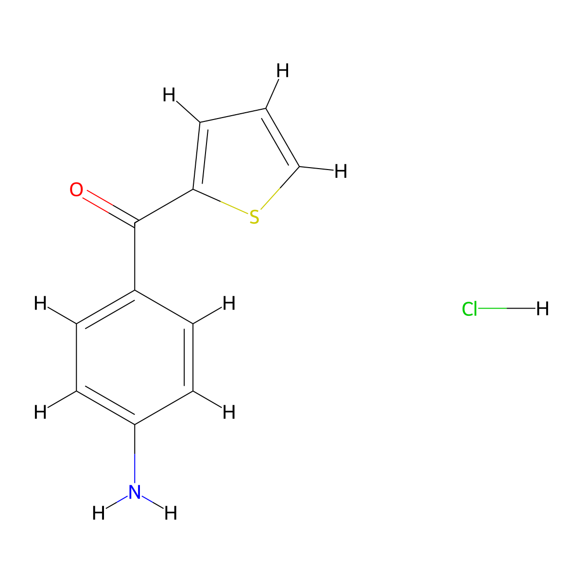 (4-Aminophenyl)(2-thienyl)methanone hydrochloride molecular structure, CAS 2108997-71-1