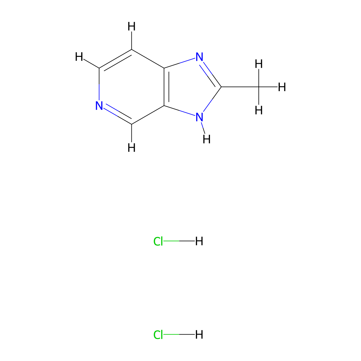 1H-imidazo[4,5-c]pyridine, 2-methyl-, dihydrochloride molecular structure, CAS 2108997-94-8