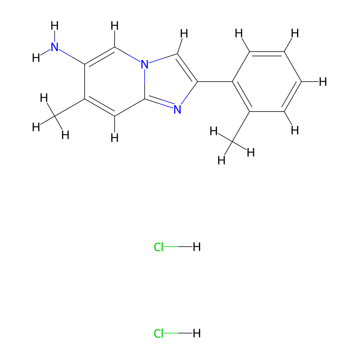 7-Methyl-2-(2-methylphenyl)imidazo[1,2-A]pyridin-6-amine dihydrochloride molecular structure, CAS 2108999-45-5