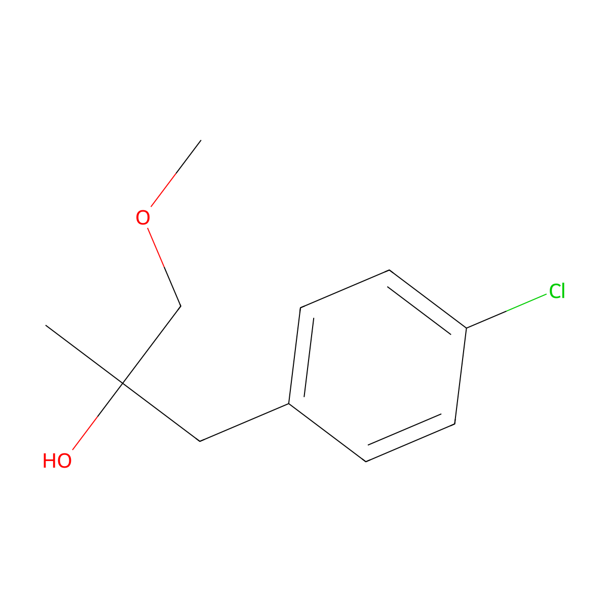 1-(4-Chlorophenyl)-3-methoxy-2-methylpropan-2-ol molecular structure, CAS 2109-92-4