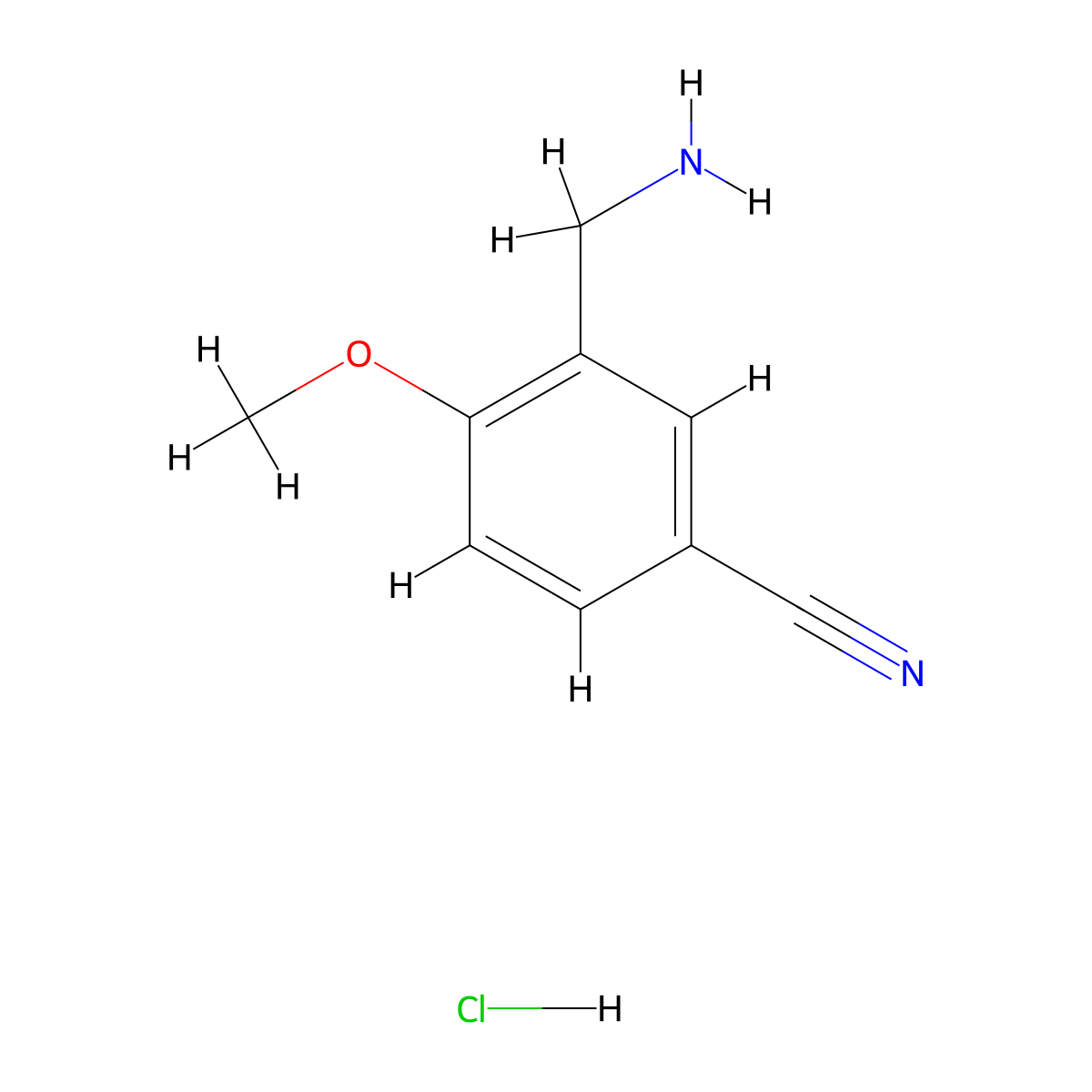 3-(Aminomethyl)-4-methoxybenzonitrile hydrochloride molecular structure, CAS 2109020-52-0