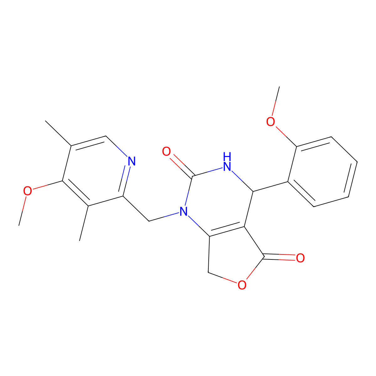 1-[(4-methoxy-3,5-dimethylpyridin-2-yl)methyl]-4-(2-methoxyphenyl)-1H,2H,3H,4H,5H,7H-furo[3,4-d]pyrimidine-2,5-dione molecular structure, CAS 2109037-21-8
