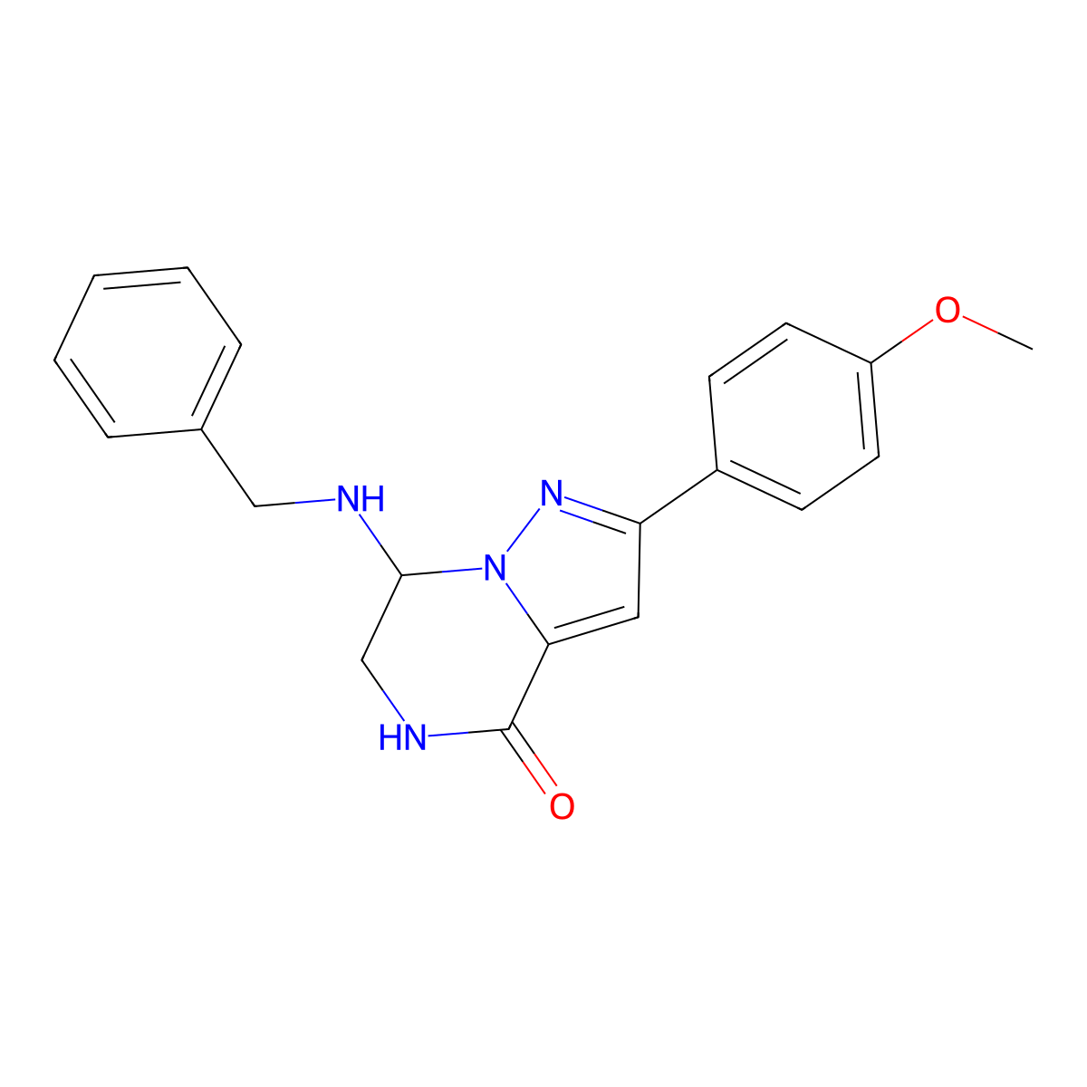 7-(benzylamino)-2-(4-methoxyphenyl)-6,7-dihydropyrazolo[1,5-a]pyrazin-4(5H)-one molecular structure, CAS 2109058-44-6