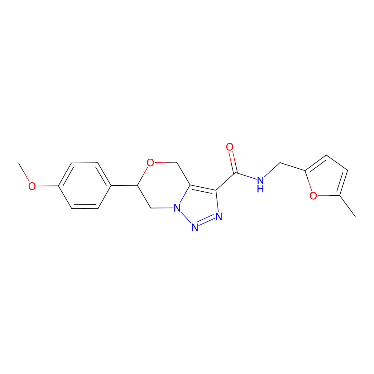 6-(4-methoxyphenyl)-N-[(5-methyl-2-furyl)methyl]-6,7-dihydro-4H-[1,2,3]triazolo[5,1-c][1,4]oxazine-3-carboxamide molecular structure, CAS 2109077-34-9