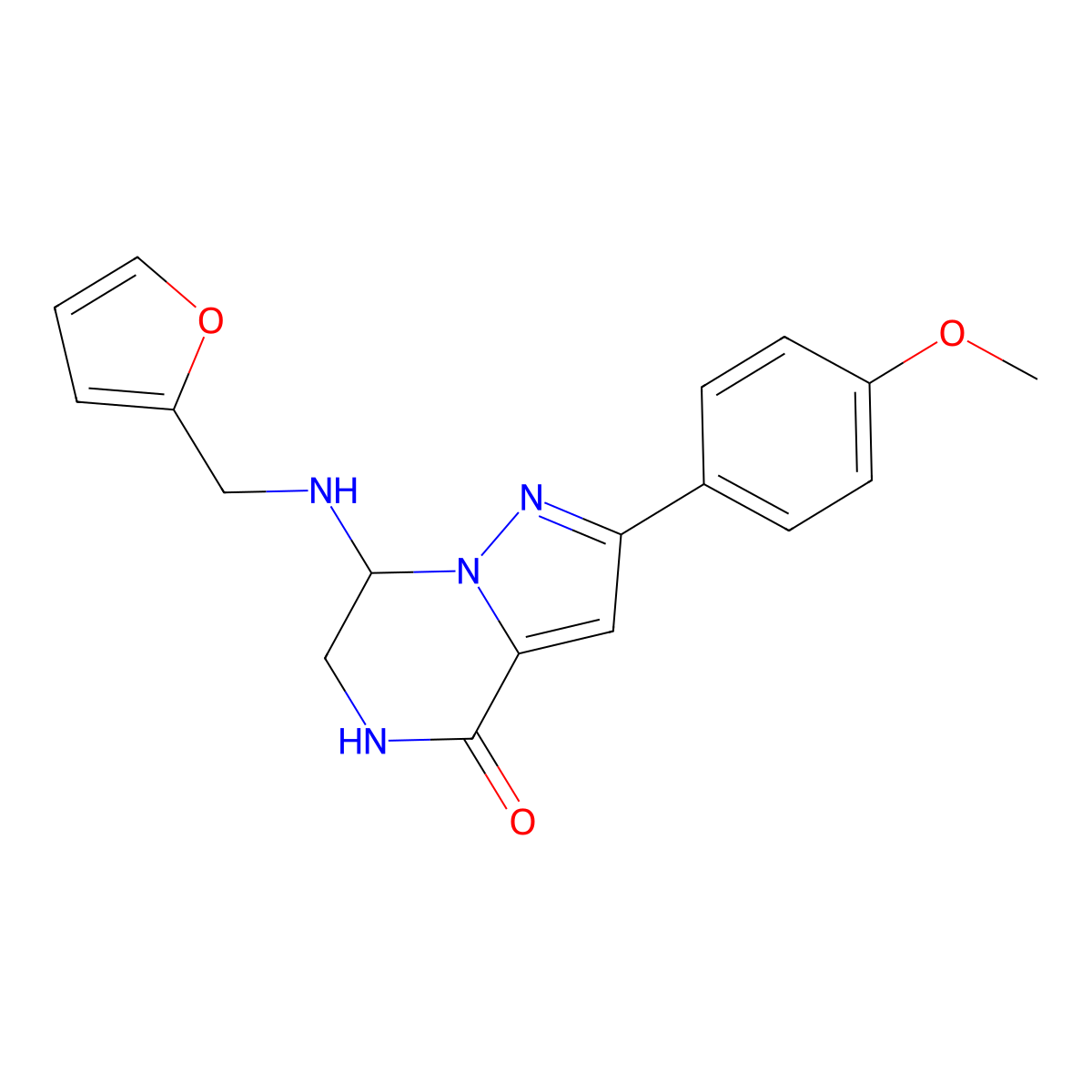 7-[(2-furylmethyl)amino]-2-(4-methoxyphenyl)-6,7-dihydropyrazolo[1,5-a]pyrazin-4(5H)-one molecular structure, CAS 2109090-52-8