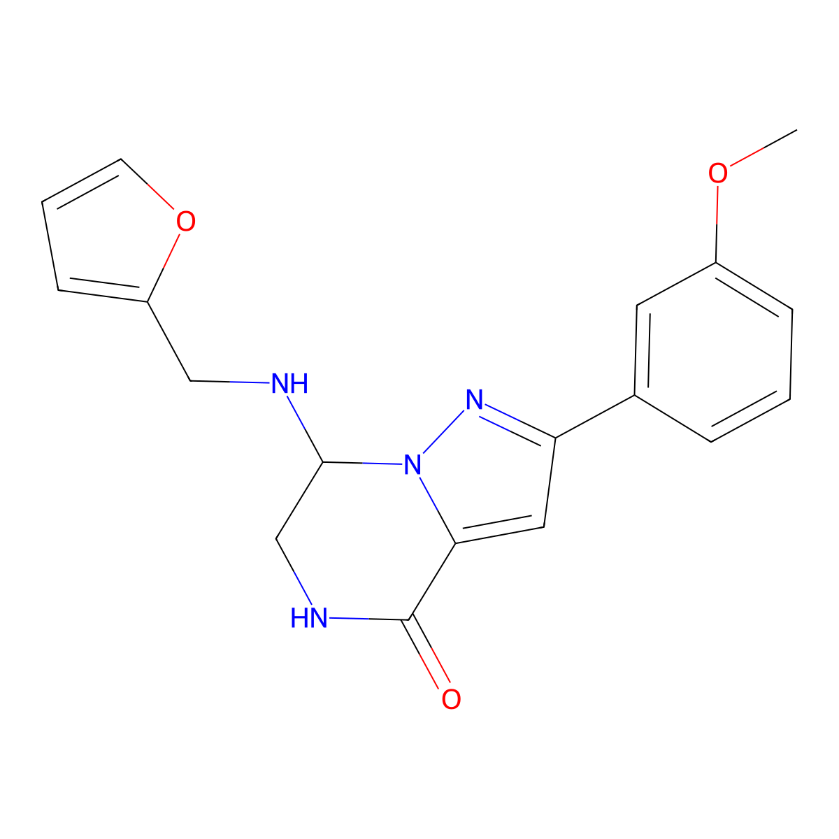7-[(2-furylmethyl)amino]-2-(3-methoxyphenyl)-6,7-dihydropyrazolo[1,5-a]pyrazin-4(5H)-one molecular structure, CAS 2109090-89-1