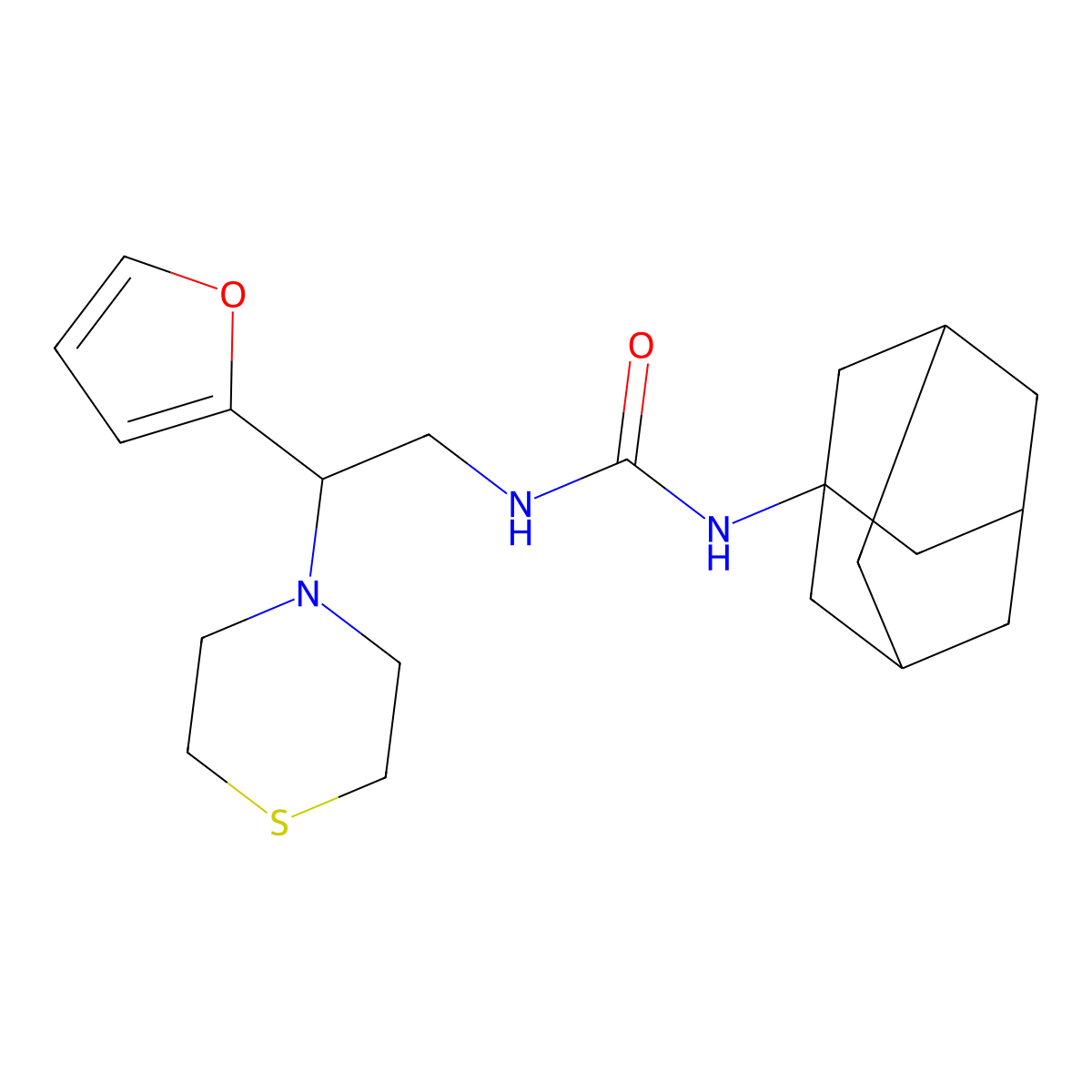 1-(Adamantan-1-yl)-3-[2-(furan-2-yl)-2-(thiomorpholin-4-yl)ethyl]urea molecular structure, CAS 2109097-98-3