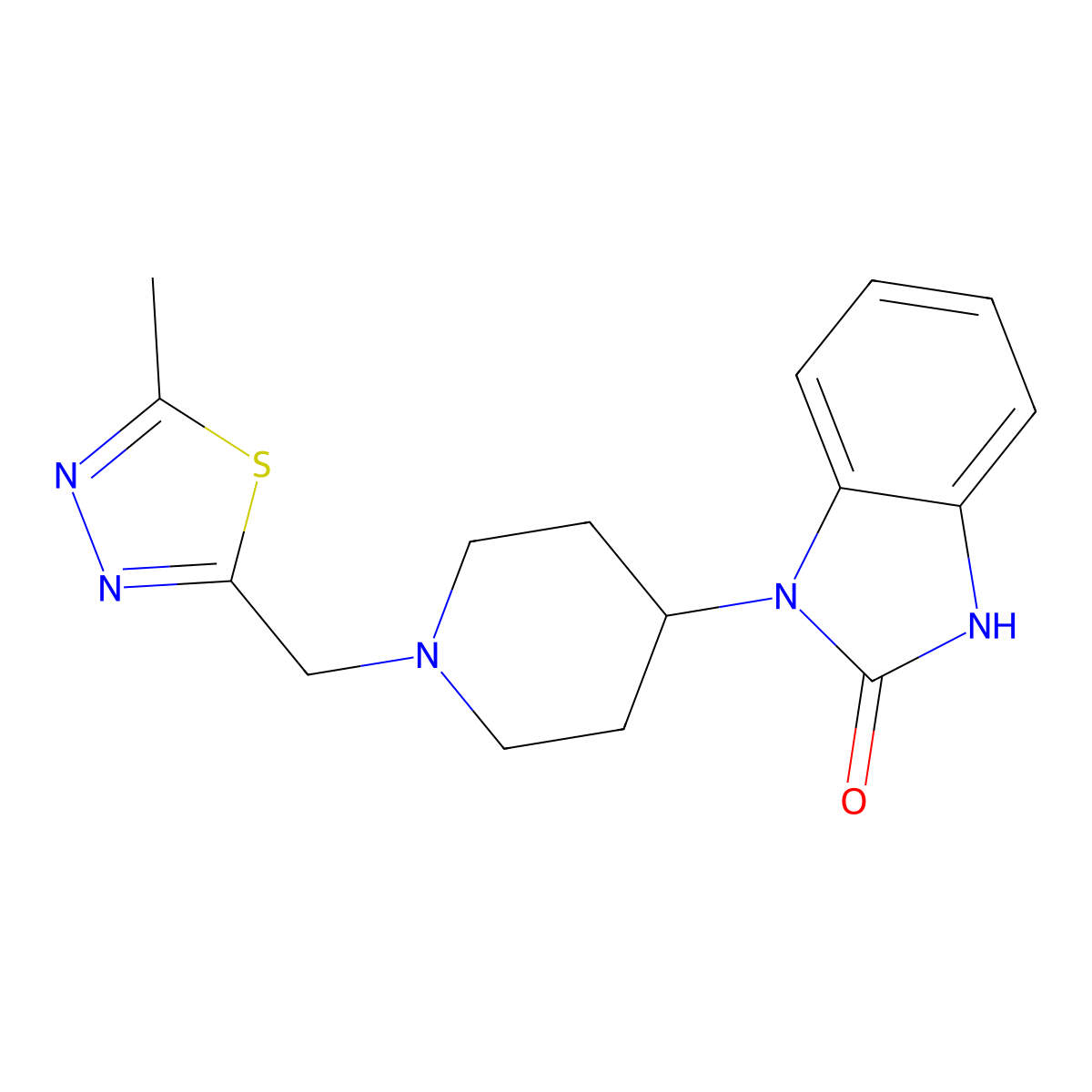 1-{1-[(5-methyl-1,3,4-thiadiazol-2-yl)methyl]piperidin-4-yl}-1,3-dihydro-2H-benzimidazol-2-one molecular structure, CAS 2109099-54-7