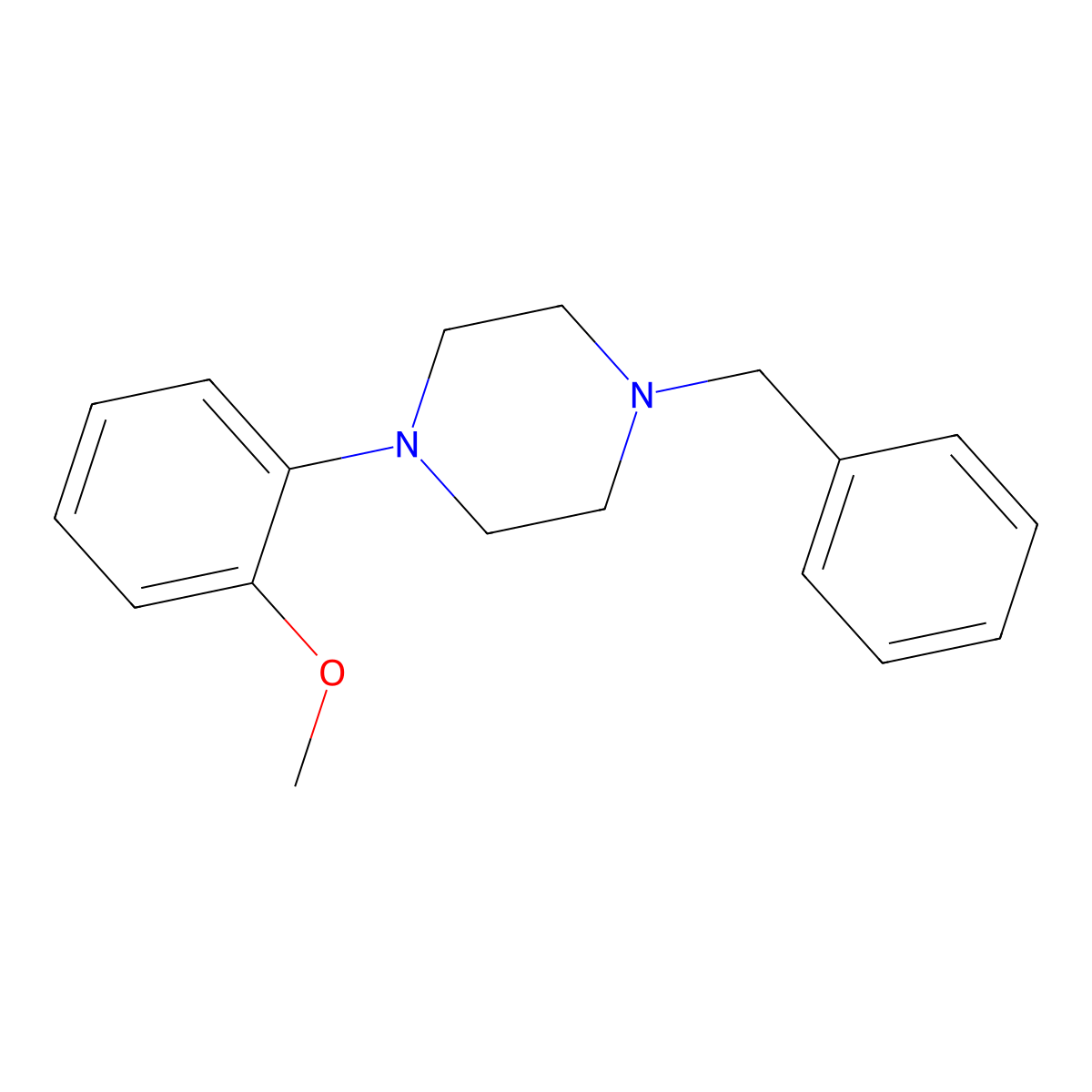 1-Benzyl-4-(2-methoxyphenyl)piperazine molecular structure, CAS 21091-60-1