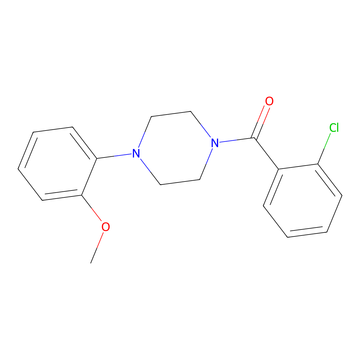 (2-Chlorophenyl)(4-(2-methoxyphenyl)piperazin-1-yl)methanone molecular structure, CAS 21091-85-0