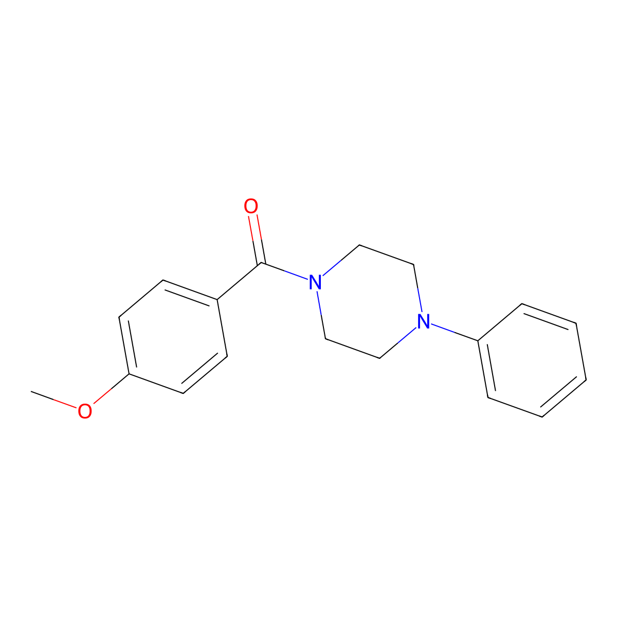 Piperazine, 1-(4-methoxybenzoyl)-4-phenyl- molecular structure, CAS 21091-90-7