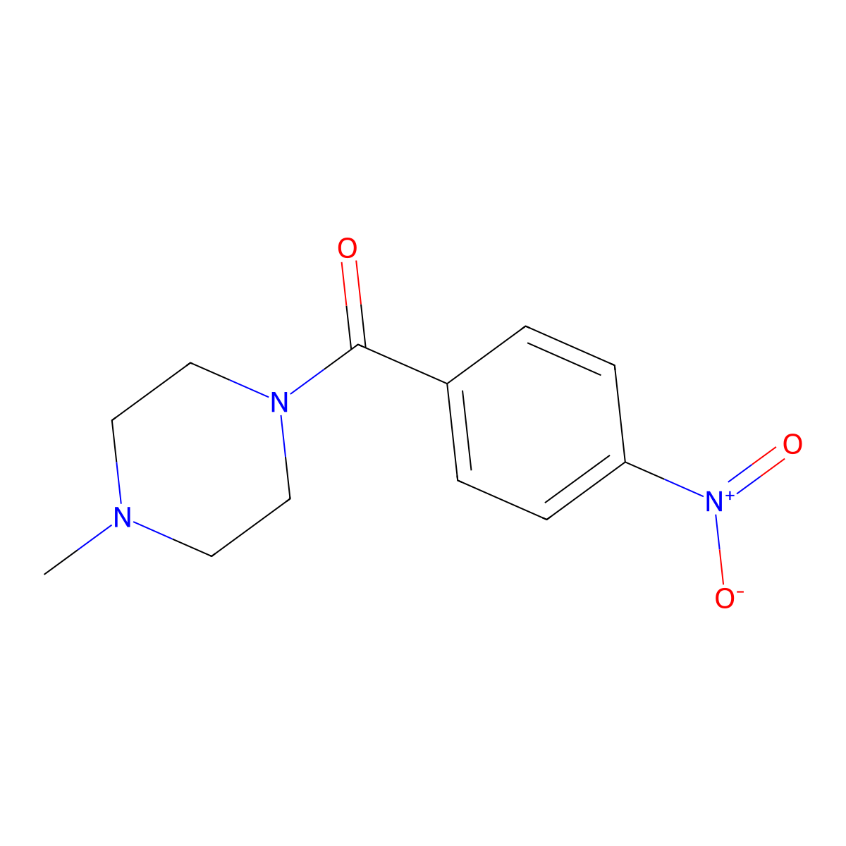 (4-Methylpiperazin-1-yl)(4-nitrophenyl)methanone molecular structure, CAS 21091-98-5