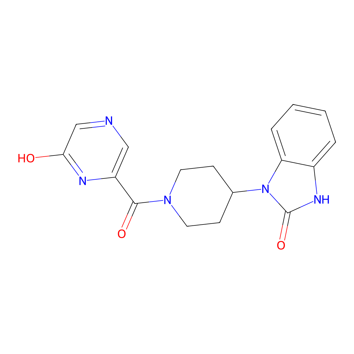 1-{1-[(6-hydroxypyrazin-2-yl)carbonyl]piperidin-4-yl}-1,3-dihydro-2H-benzimidazol-2-one molecular structure, CAS 2109108-11-2